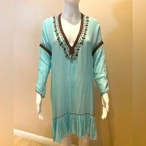 Free neiman marcus purse with Light blue sundress with embroidery size medium